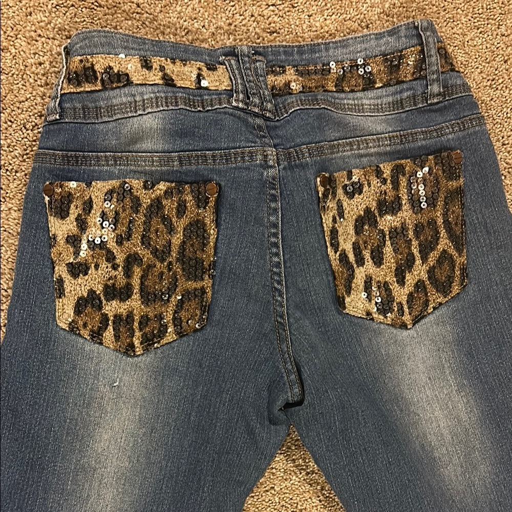 Leopard Print Pocket Women's Jeans